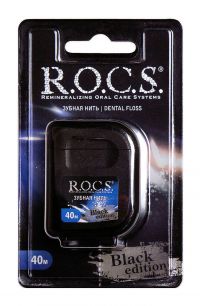 R.O.C.S. (Рокс) зубная нить black edition 40м расширяющ. (PERI-DENT STAR SDN BHD)