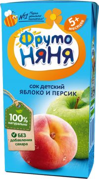 Фрутоняня сок 200мл яблоко персик с мякотью б/сахара (ЛЕБЕДЯНСКИЙ ОАО)