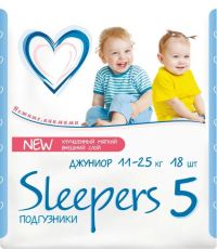 Sleepers (Слиперс) подгузники 5 №18 юниор 11-25кг (ОНТЭКС РУ ООО)