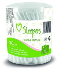 Sleepers (Слиперс) ватные палочки №100 стакан кругл. (КОТТОН КЛАБ ООО)