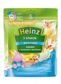 Heinz (Хайнц) каша молочная 200г 5 злаков банан яблоко омега-3 (ХАЙНЦ-ГЕОРГИЕВСК ЗАО)