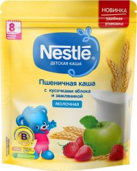 Nestle (Нестле) каша молочная 220/250г пшеница земляника яблоко (НЕСТЛЕ РОССИЯ ООО)