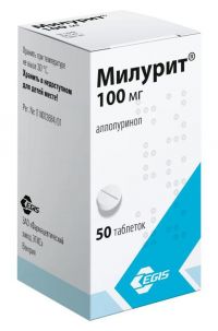 Милурит (аллопуринол) 100мг таблетки №50 (EGIS PHARMACEUTICALS PLC_2)
