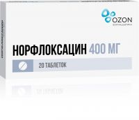 Норфлоксацин 400мг таблетки покрытые плёночной оболочкой №20 (ОЗОН ООО)