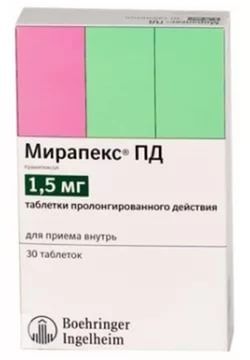 Мирапекс пд 1.5мг таб.пролонг. №30 по цене от 1134.00 руб в Казани, купить Мирапекс пд 1.5мг таб.пролонг. №30 (Boehringer ingelheim pharma gmbh) в аптеке Фармленд, инструкция по применению, отзывы